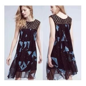 Moulinette Soeurs Anthropologie Lydia Beaded Swing Dress 10 Celestial Whimsical